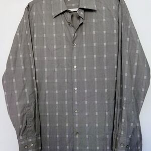 Calvin Klein Men's Gray Plaid Dress Shirt